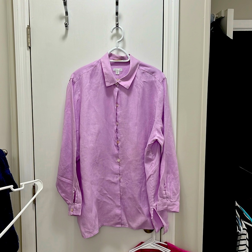 Jjill 3x pure linen long sleeve shirt euc